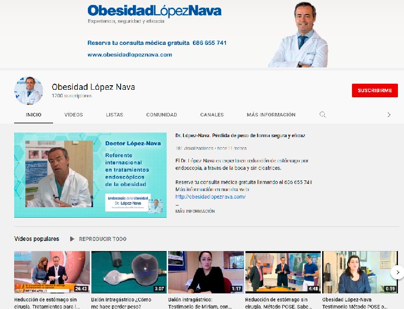 Obesidad López-Nava en Youtube Obesidad López-Nava en Youtube En Obesidad López-Nava sabemos que para los pacientes es muy importante disponer de toda la información antes de tomar la decisión y someterse a un tratamiento contra el sobrepeso y la obesidad.